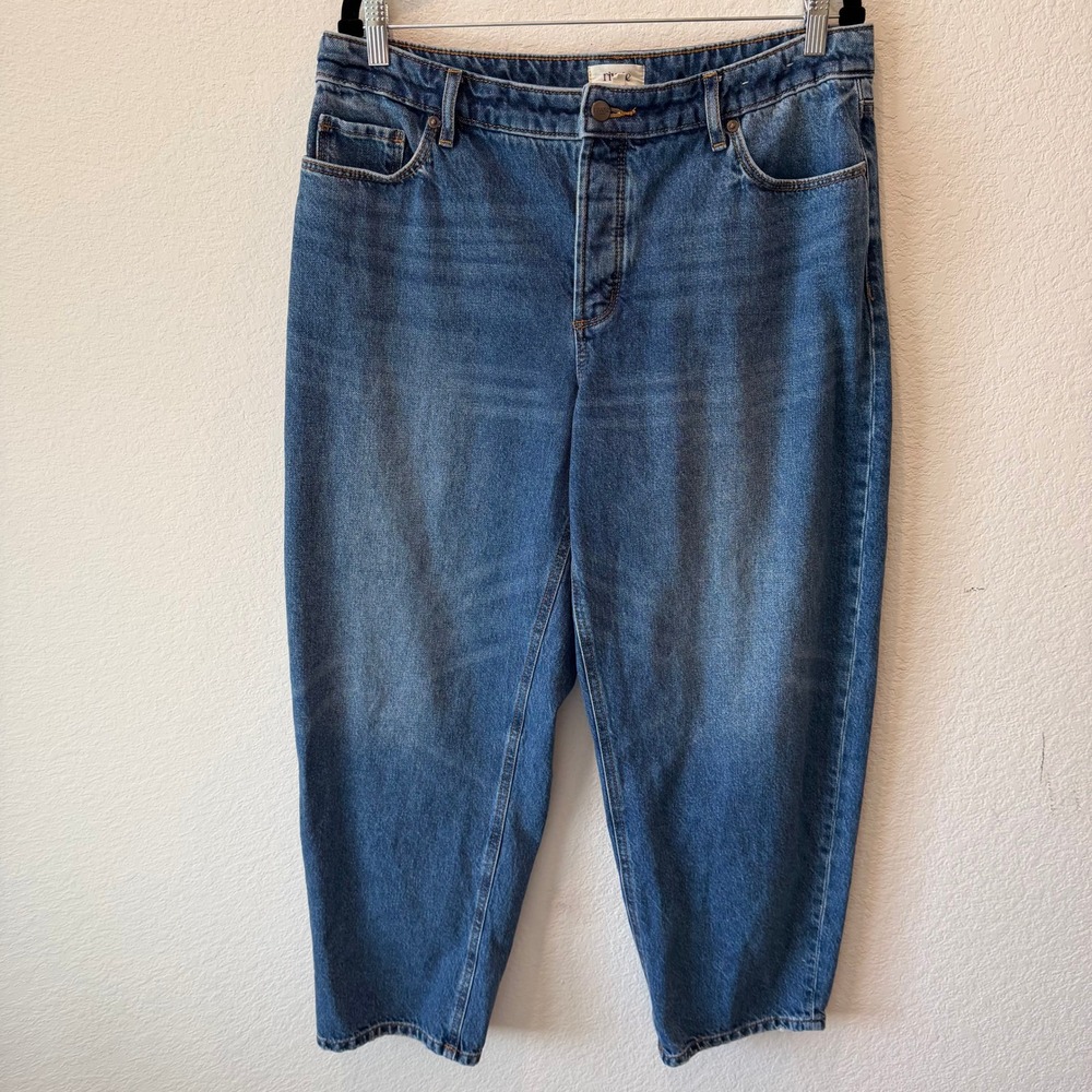 Rivete Denim Womens High Rise Barrel Jeans Medium Wash Blue Size 30 Cropped
